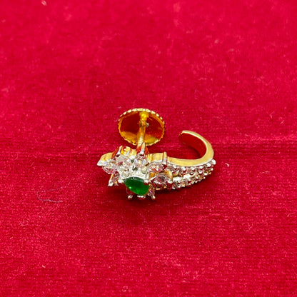 92.5 Silver Gold Plated Green Emerald J Studs