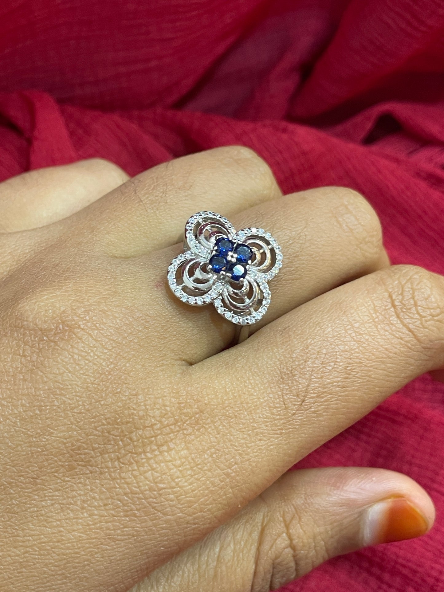 92.5 Silver Classy Blue Stone Ring for Women Size 17 | Elegant Premium Design | Stylish Jewellery