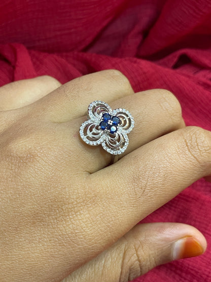 92.5 Silver Classy Blue Stone Ring for Women Size 17 | Elegant Premium Design | Stylish Jewellery