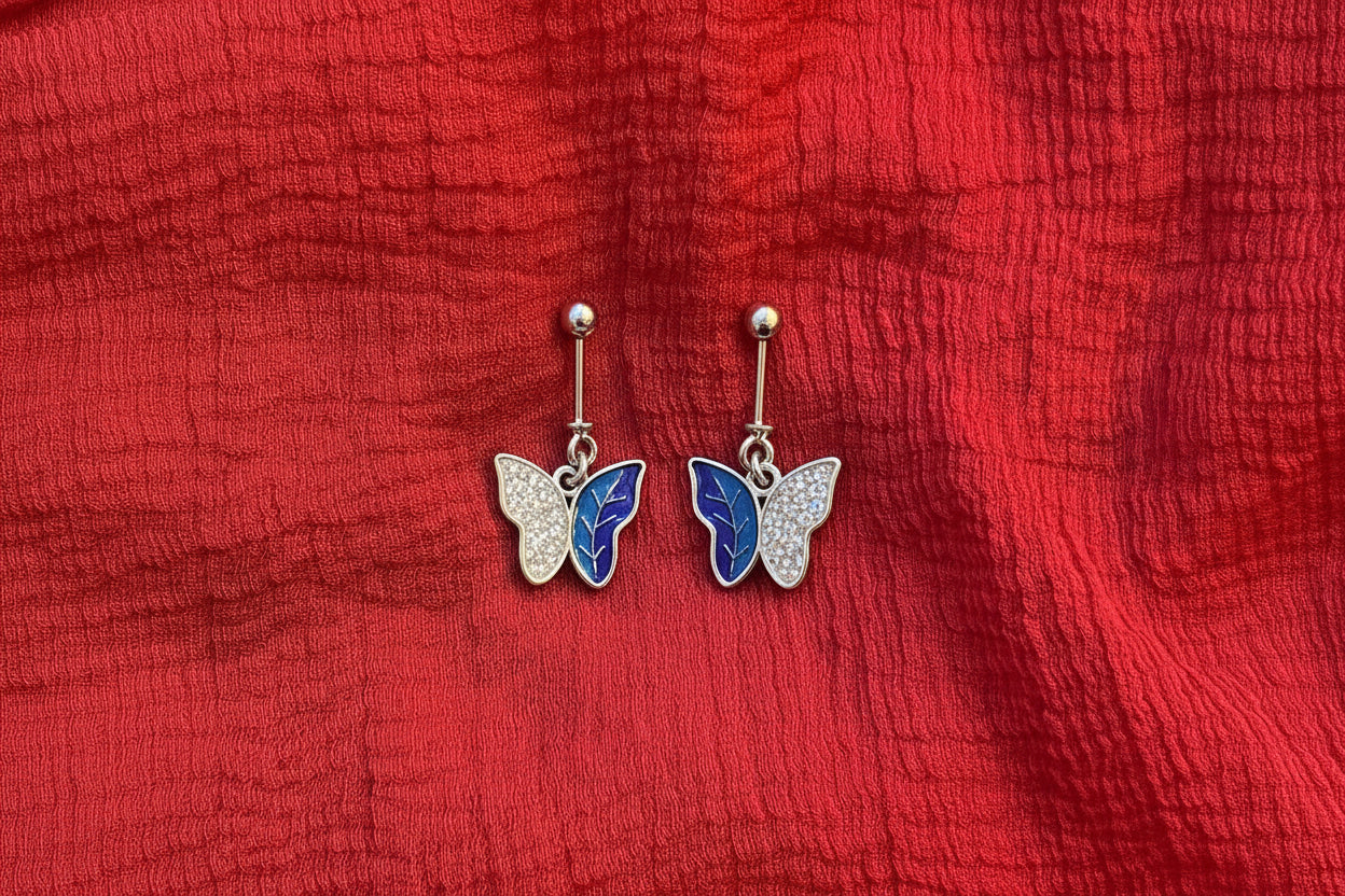 92.5 Silver Blue Butterfly Bugadi for Women | Stylish Ear Cuff Design | Ethnic Jewellery
