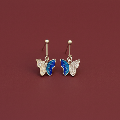 92.5 Silver Blue Butterfly Bugadi for Women | Stylish Ear Cuff Design | Ethnic Jewellery
