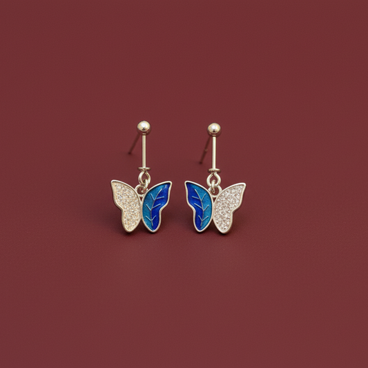 92.5 Silver Blue Butterfly Bugadi for Women | Stylish Ear Cuff Design | Ethnic Jewellery