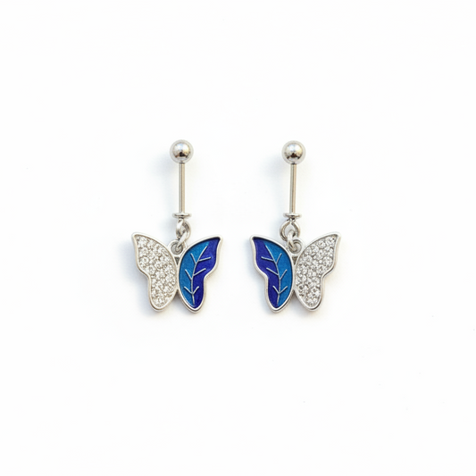 92.5 Silver Blue Butterfly Bugadi for Women | Stylish Ear Cuff Design | Ethnic Jewellery