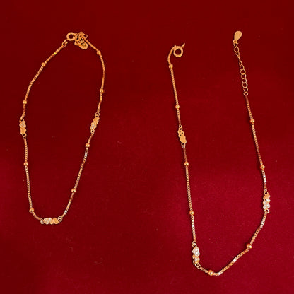 92.5 Silver Gold Plated Heart Anklets Pair