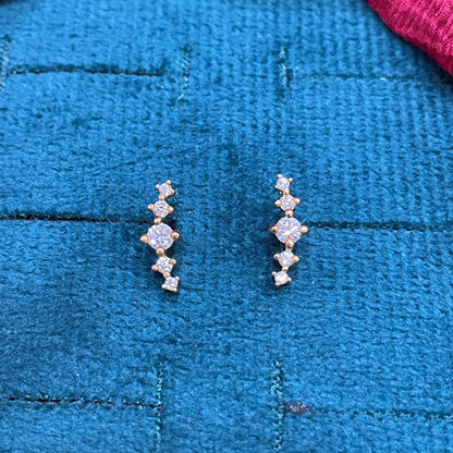 925 Silver Gold Plated 5 Stone Studs for Women | Classic Stud Earrings