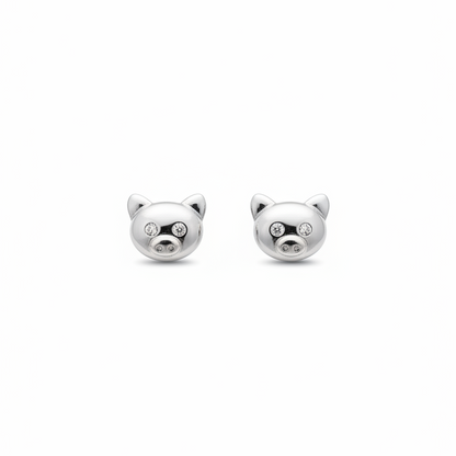 92.5 Silver Teddy Face Stud Earrings for Women & Kids | Cute Cartoon Design | Stylish Jewellery
