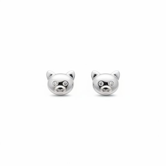 92.5 Silver Teddy Face Stud Earrings for Women & Kids | Cute Cartoon Design | Stylish Jewellery