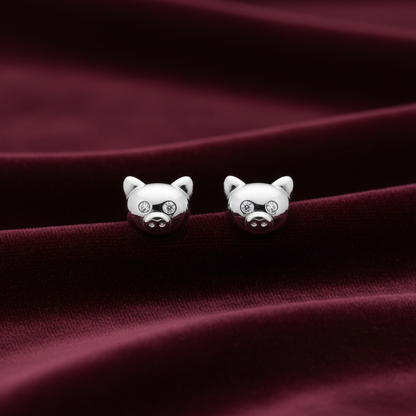 92.5 Silver Teddy Face Stud Earrings for Women & Kids | Cute Cartoon Design | Stylish Jewellery