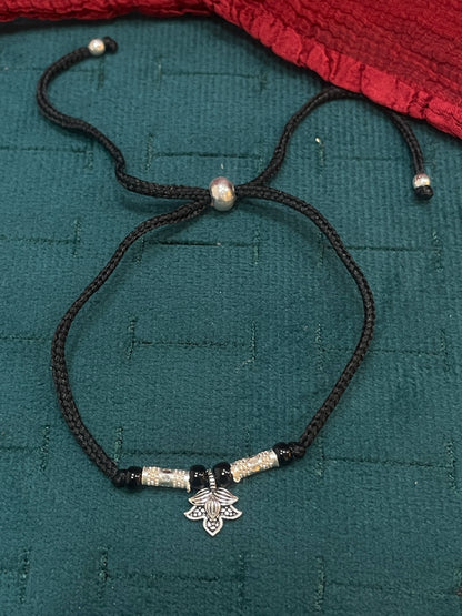 92.5 Sterling Silver Oxi Lotus Thread Anklet -Single pc