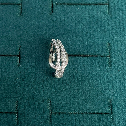 92.5 Silver Clear Stone Crossover Stud Earrings Pair