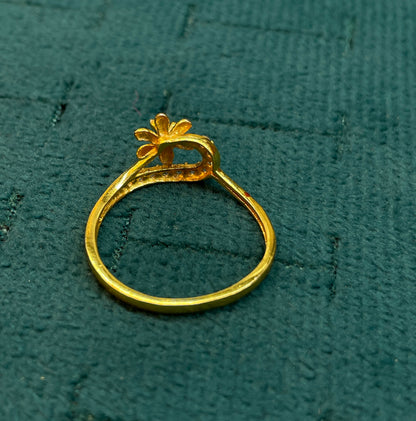 92.5 Silver Gold Plated White CZ Daisy Ring for Women