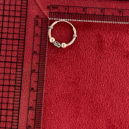 92.5 Silver Oxidised Bead & Scroll Hoop Earrings Pair