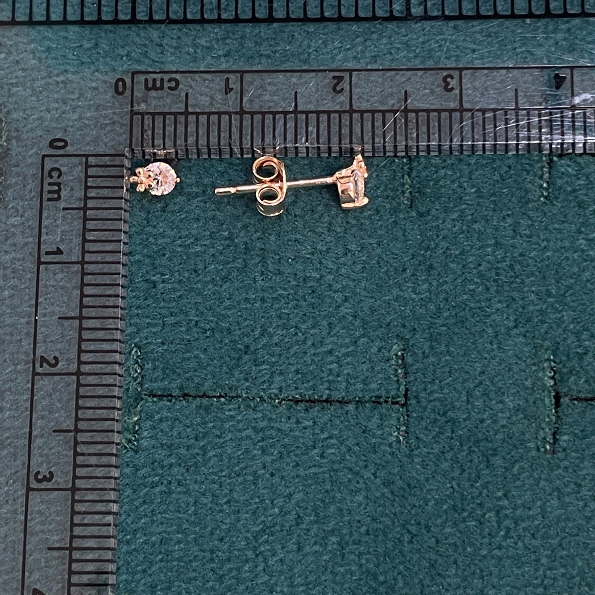 92.5 Sterling Silver Rose Gold Plated CZ Solitaire Crown Second Studs