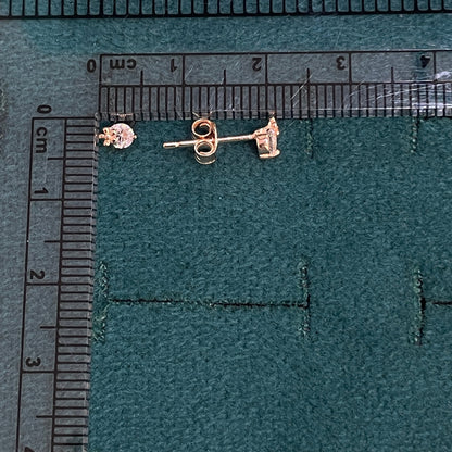 92.5 Sterling Silver Rose Gold Plated CZ Solitaire Crown Second Studs