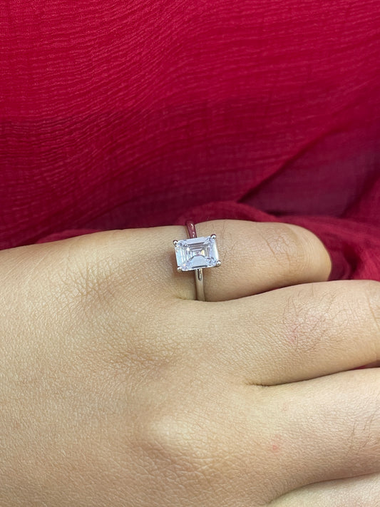 92.5 Silver White Stone Ring for Women Size 10 | Stylish Crystal-Inspired Design | Elegant Fashion Jewellery