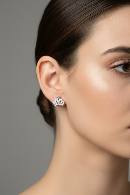 92.5 Silver Crown Earrings for Women | Stylish Royal Design | Elegant Trend Jewellery
