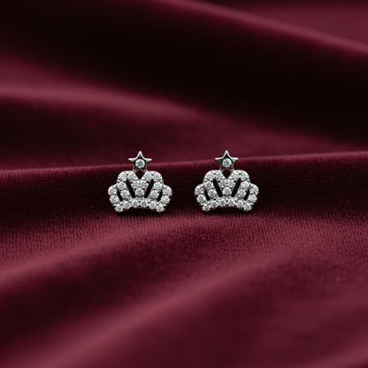 92.5 Silver Crown Earrings for Women | Stylish Royal Design | Elegant Trend Jewellery