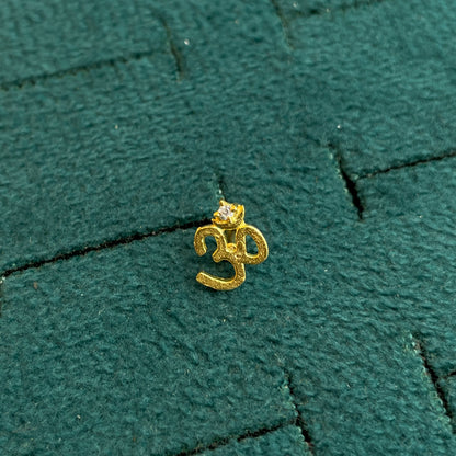 92.5 Silver Gold Plated White CZ Om Stud Pair
