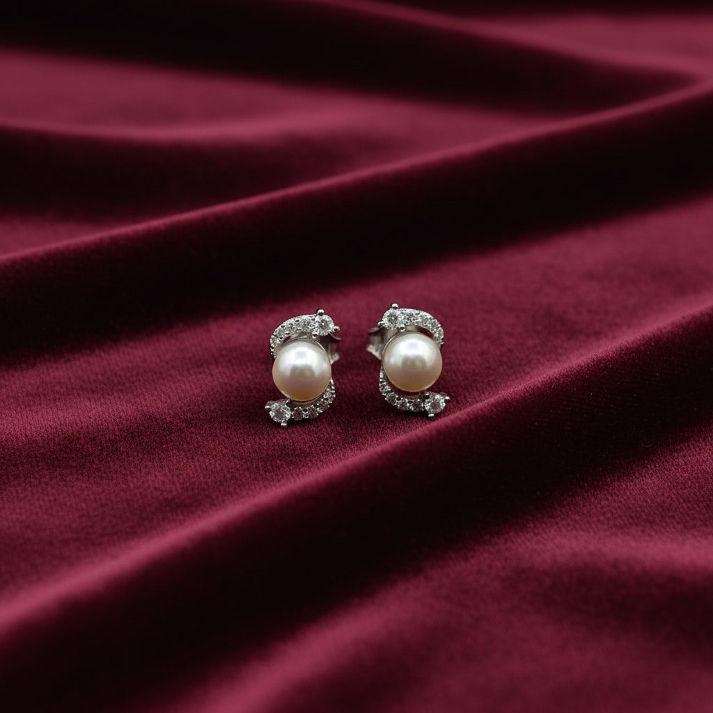 92.5 Silver Stylish Stud Earrings for Women | Elegant Minimal Design | Modern Jewellery