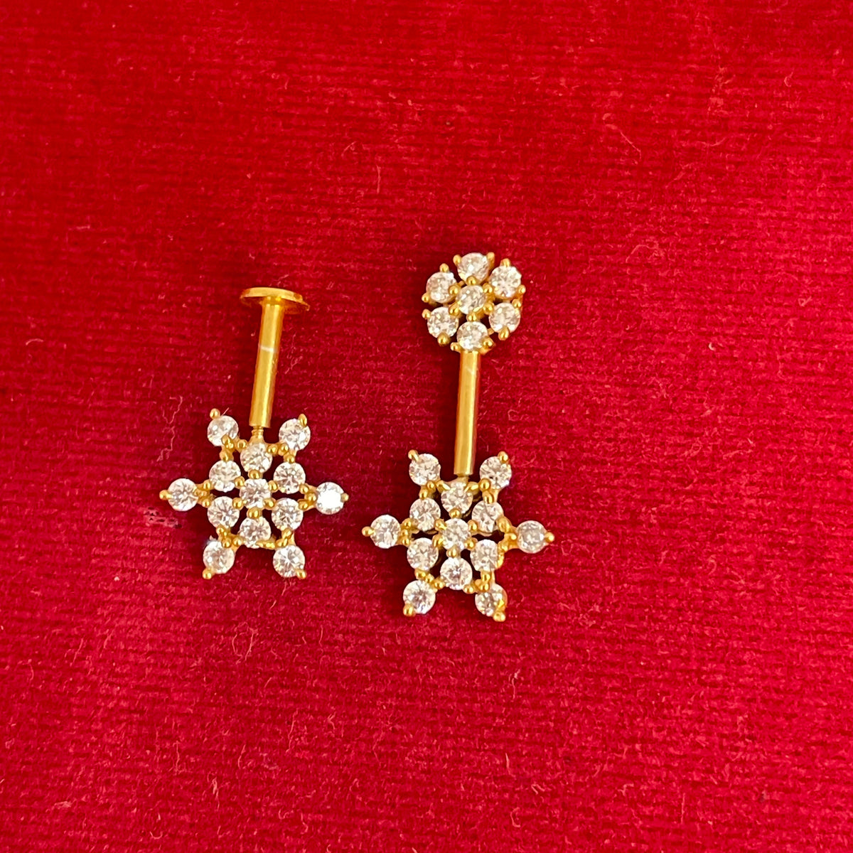 Gold Plated CZ Bugadi Pair for Women | Helix Cartilage Earrings