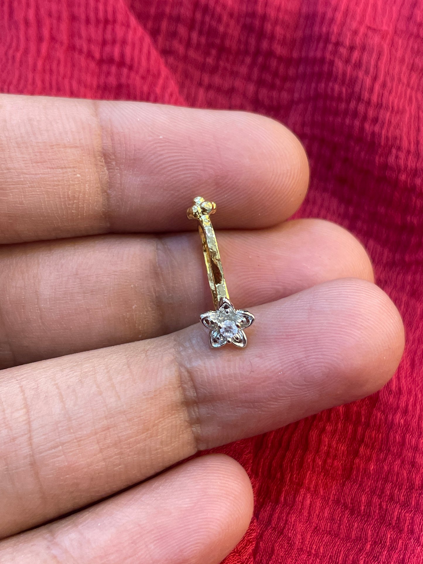 92.5 Silver Gold Plated Flower Press-On Bugadi for Women | Stylish Non-Piercing Ear Cuff | Ethnic Jewellery