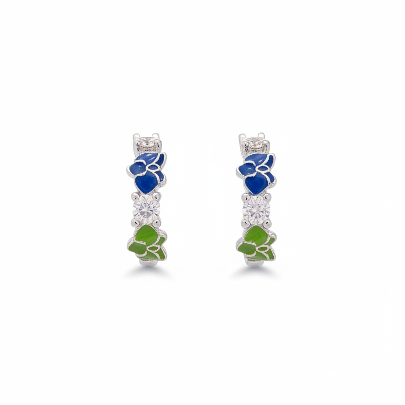92.5 silver stylish flower bali earrings