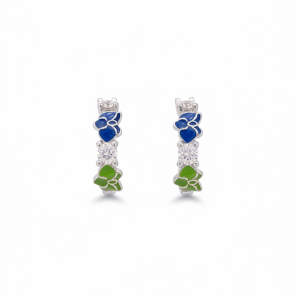 92.5 silver stylish flower bali earrings