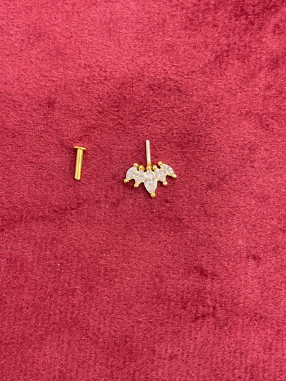 92.5 Silver Gold Plated Crown Bugadi pair | Upper Ear Elegant Design | Jewellery