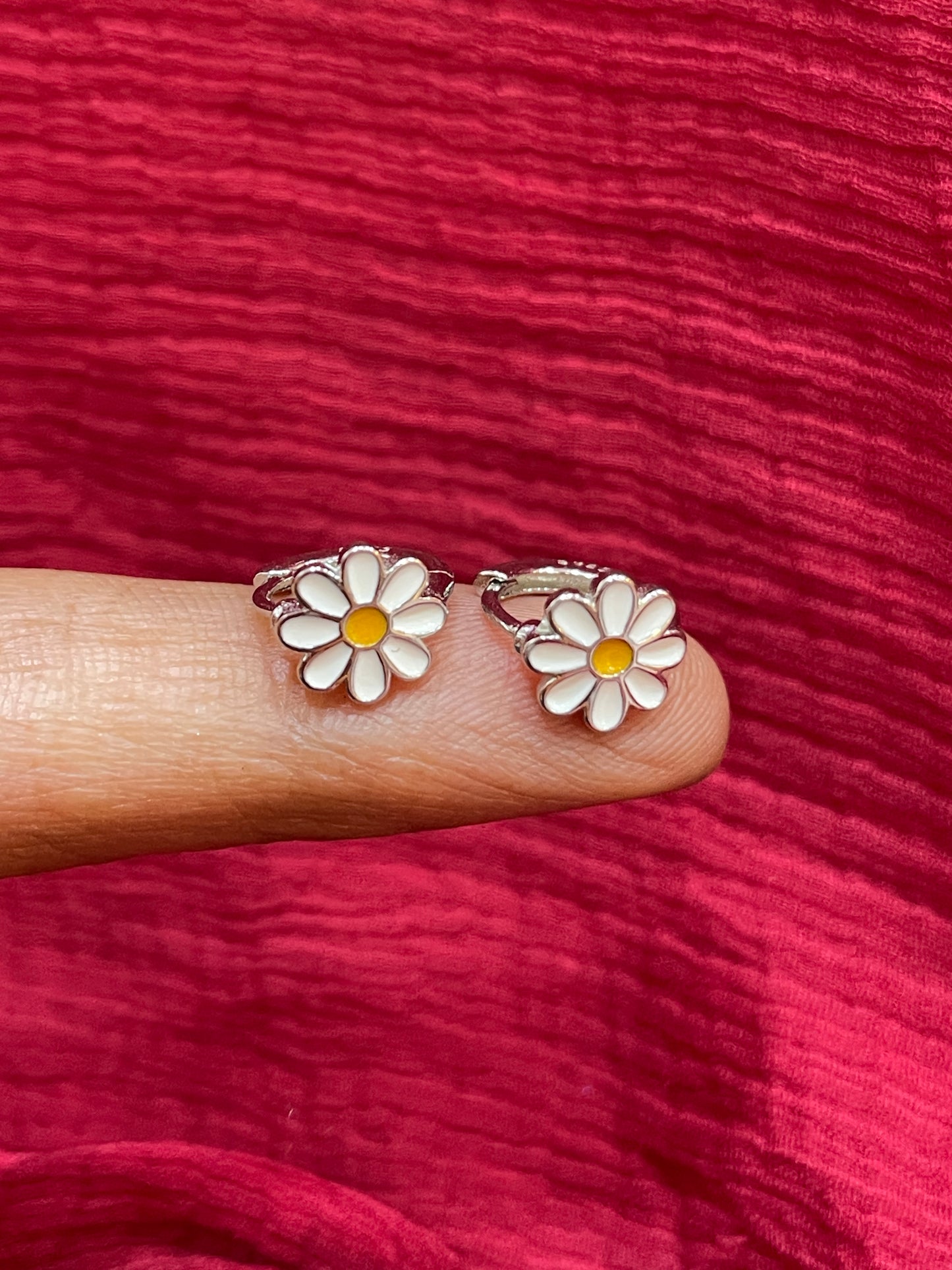 925 Silver Daisy Hoops