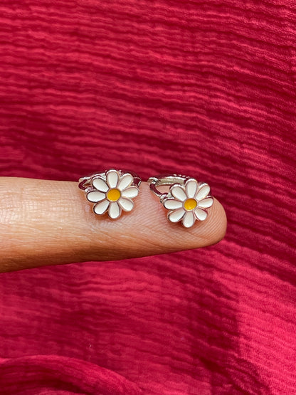 925 Silver Daisy Hoops