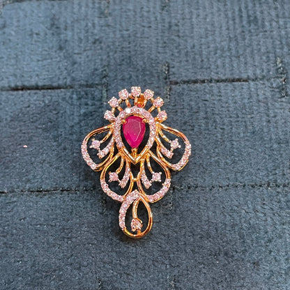 925 Silver Gold-Plated Ruby CZ Pendant
