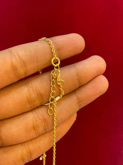 92.5 Silver Gold Plated Charm Chain for Women 17.5 Inches | Stylish Pendant Chain | Elegant Jewellery