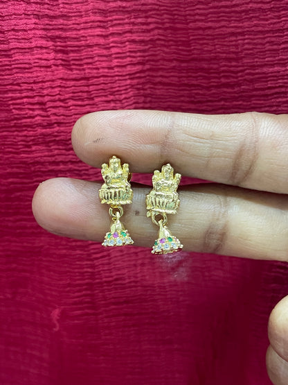 92.5 silver gold plated temple minimal earrings