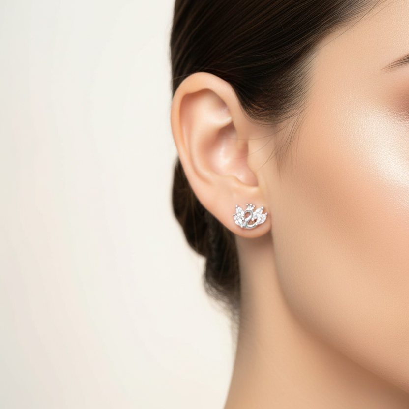 92.5 Silver Swan Earrings for Women | Stylish Elegant Design | Graceful Jewellery