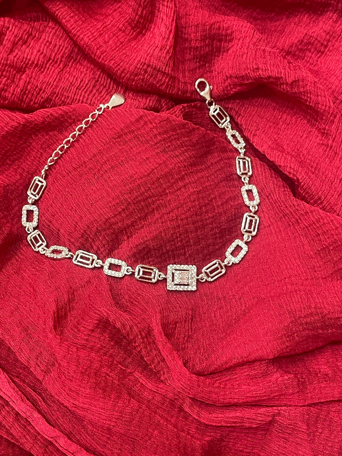 92.5 Silver White Stone Bracelet for Women 8 Inches | Stylish Elegant Daily Wear Jewellery