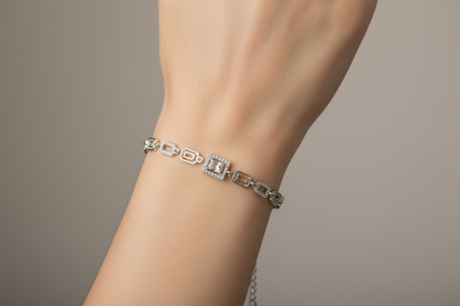 92.5 Silver White Stone Bracelet for Women 8 Inches | Stylish Elegant Daily Wear Jewellery