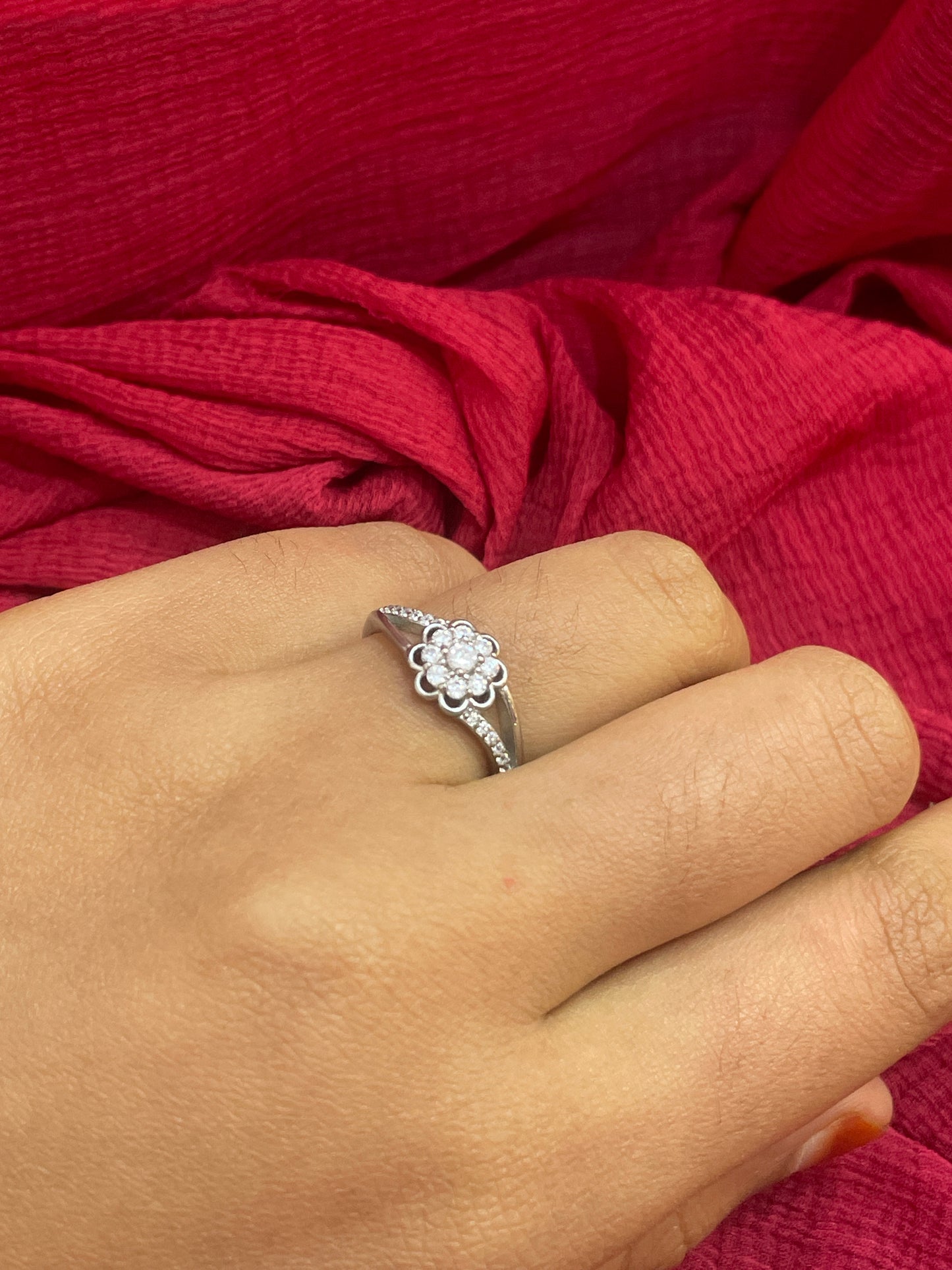 92.5 Silver Flower Ring for Women Size 15 | Stylish Petal Design | Elegant Fashion Jewellery