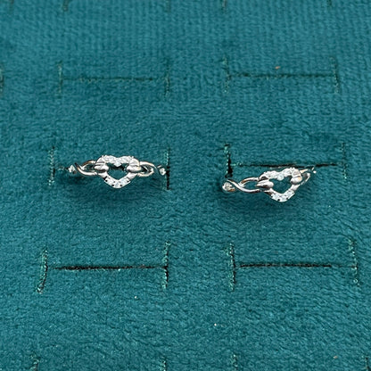 92.5 Sterling Silver CZ Infinity Heart Open Toe Rings for Women — Pair