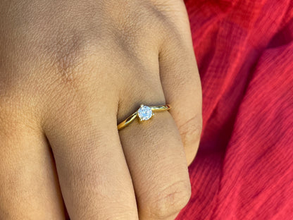 92.5 Silver Gold Plated White Stone Ring for Women Size 13 | Minimal Elegant Jewellery