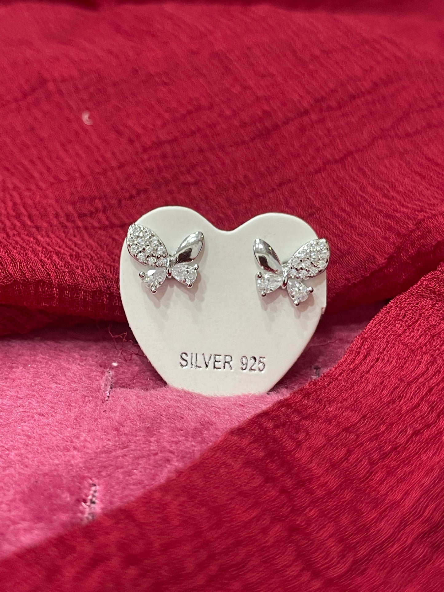 92.5 Silver Butterfly Stud Earrings | Classy Elegant Design | Jewellery