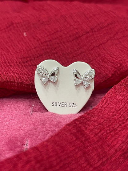 92.5 Silver Butterfly Stud Earrings | Classy Elegant Design | Jewellery