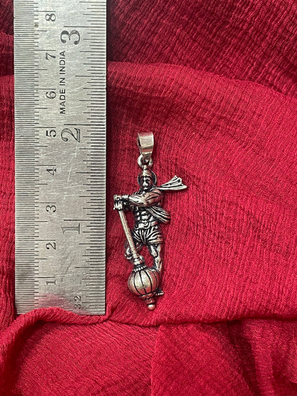 92.5 Silver Oxidised Hanuman Pendant for Men & Women | Bajrangbali Religious Design | Daily Wear Jewellery