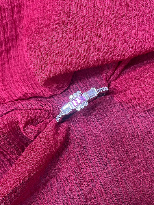 92.5 silver stylish pink stone ring size 12
