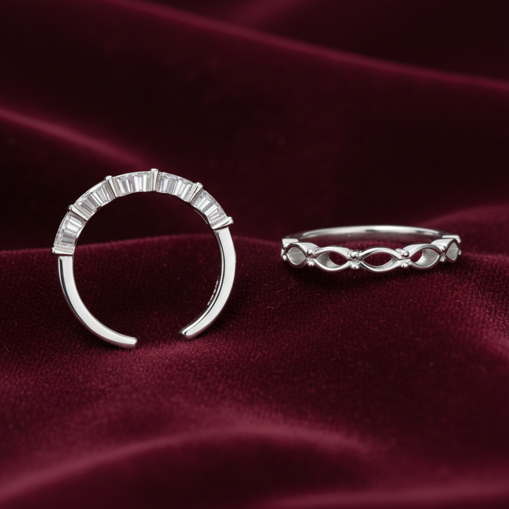 92.5 Silver Toe Rings | Stylish Minimal Finish | Elegant Foot Jewellery