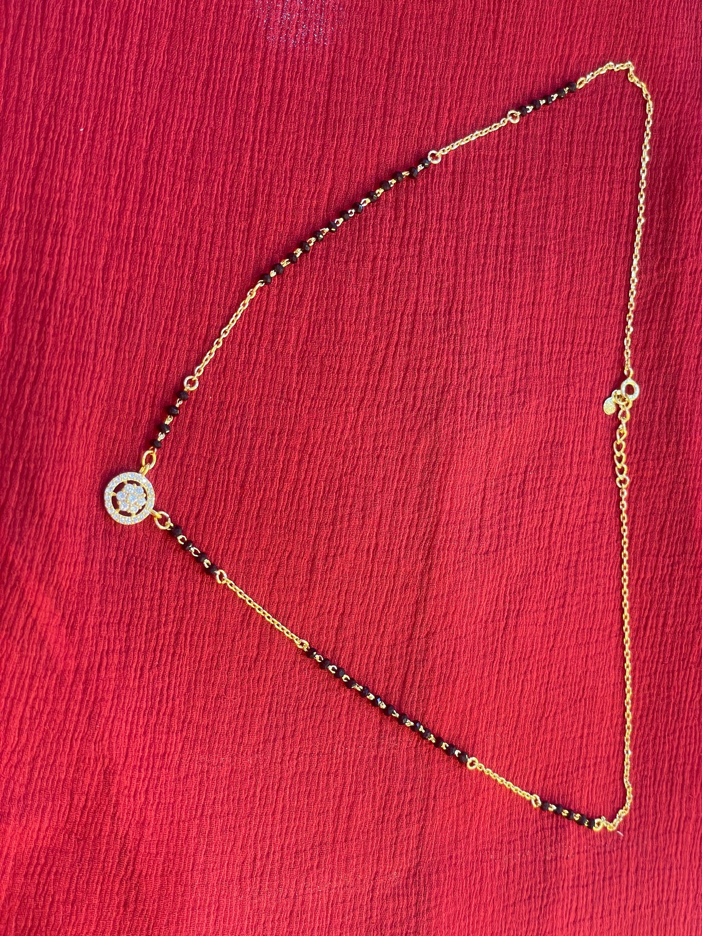 92.5 silver classy gold plated black beads chain 19.5 inches