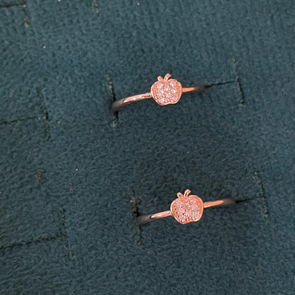 92.5 Silver Rose Gold Plated White CZ Apple Toe Rings