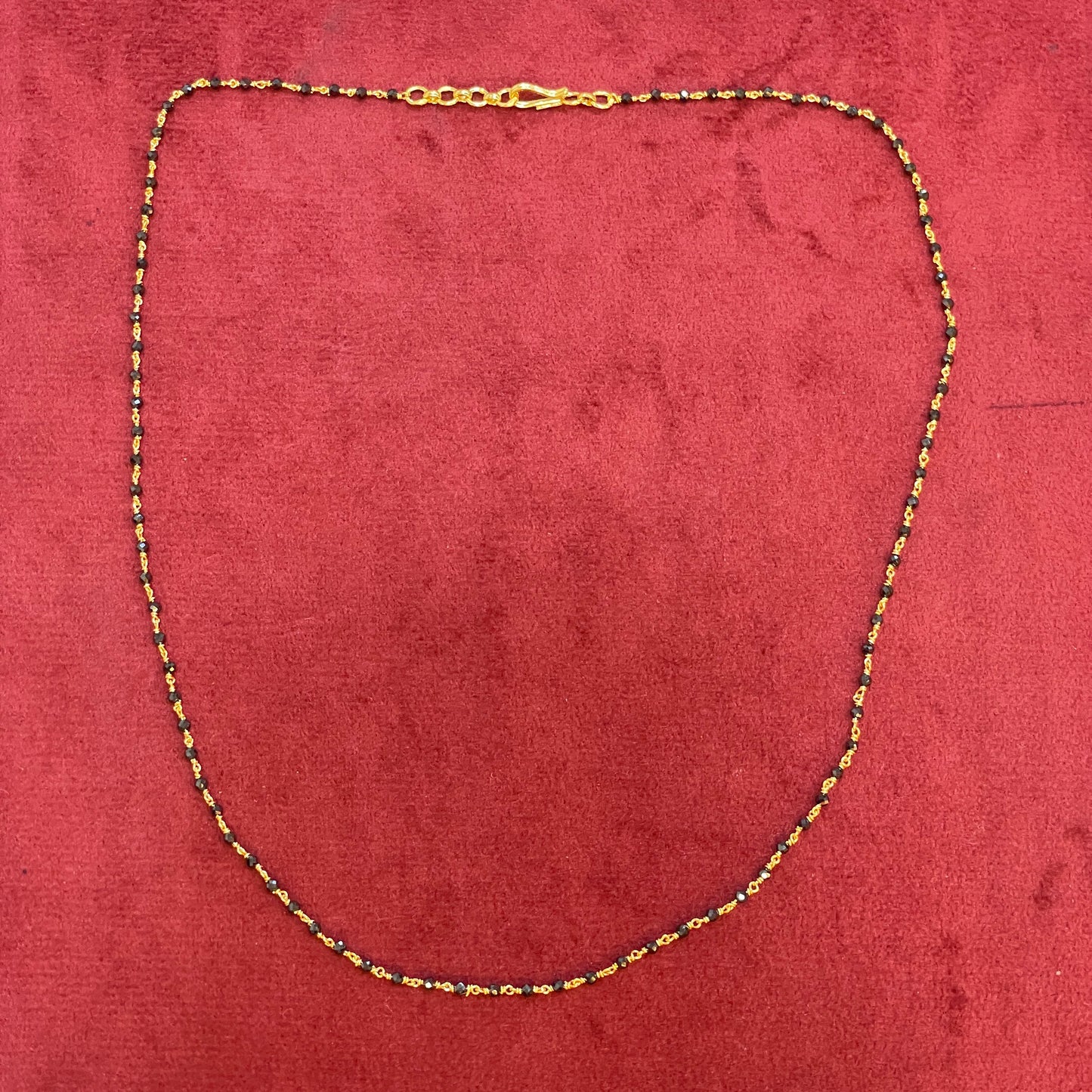 Gold Plated 92.5 Sterling Silver Black Bead Mangalsutra Chain for Women | Thin Black & Gold Bead Chain