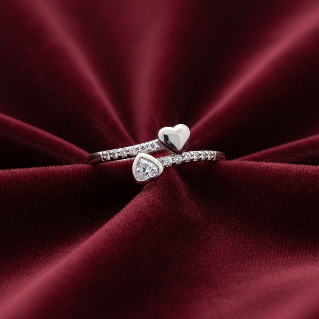 92.5 Silver Heart Shape Ring for Women Size 13 | Stylish Love-Inspired Design | Elegant Gift Jewellery