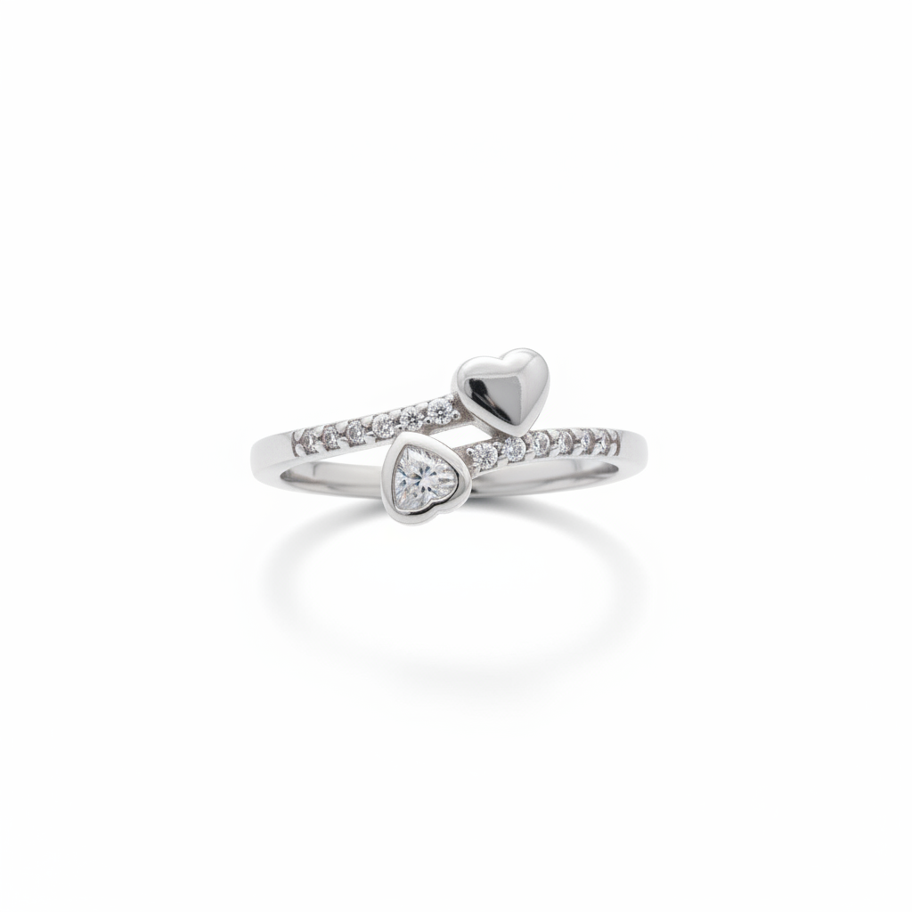 92.5 Silver Heart Shape Ring for Women Size 13 | Stylish Love-Inspired Design | Elegant Gift Jewellery