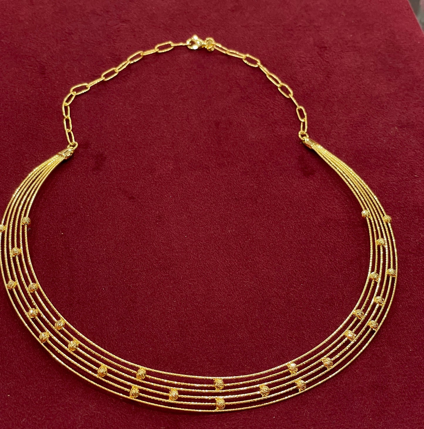 925 Silver Gold-Plated Five-Line Blossom Necklace